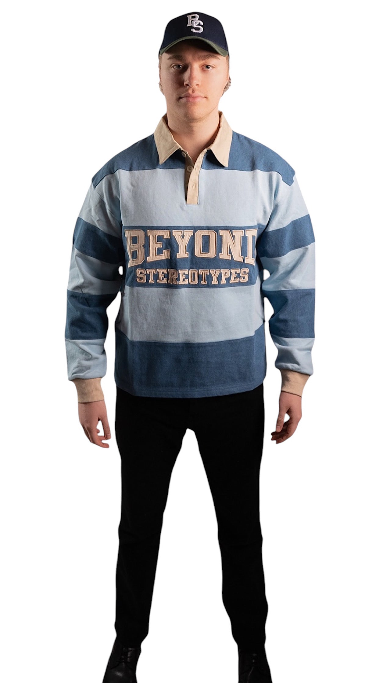 Denim Blue Striped Polo