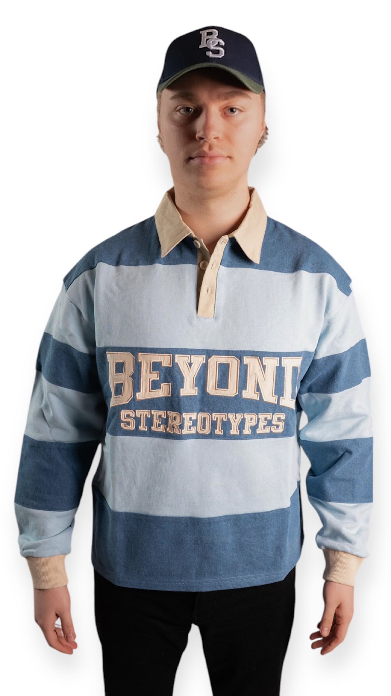 Denim Blue Striped Polo