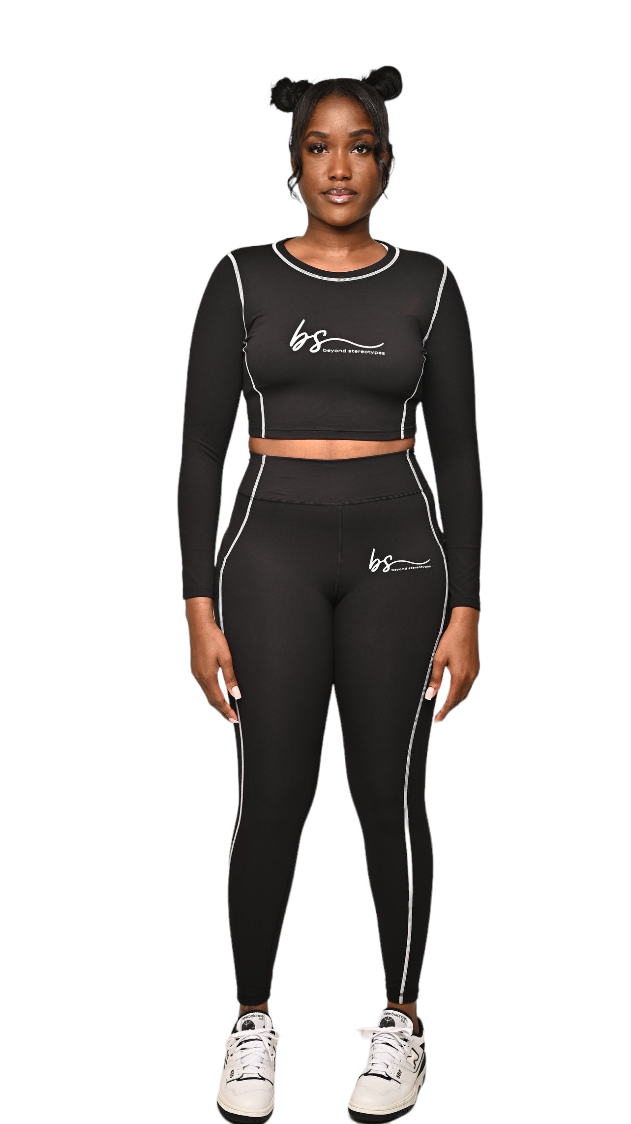 BS black nylon crop long sleeve